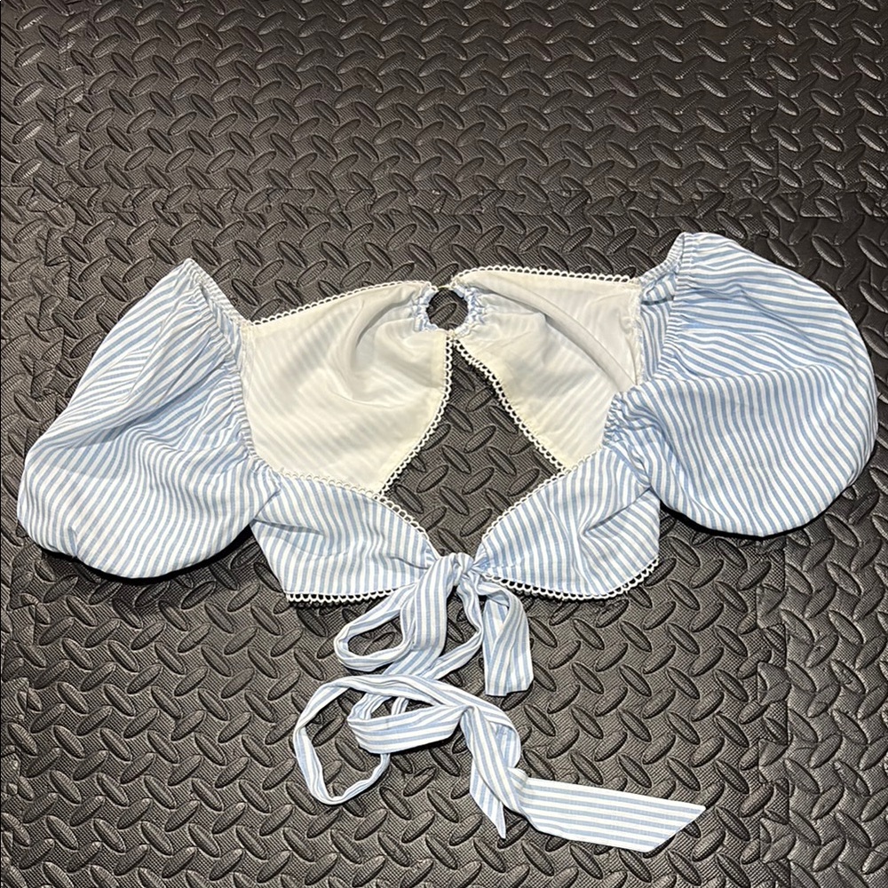 SHEIN Blue and White Striped Top